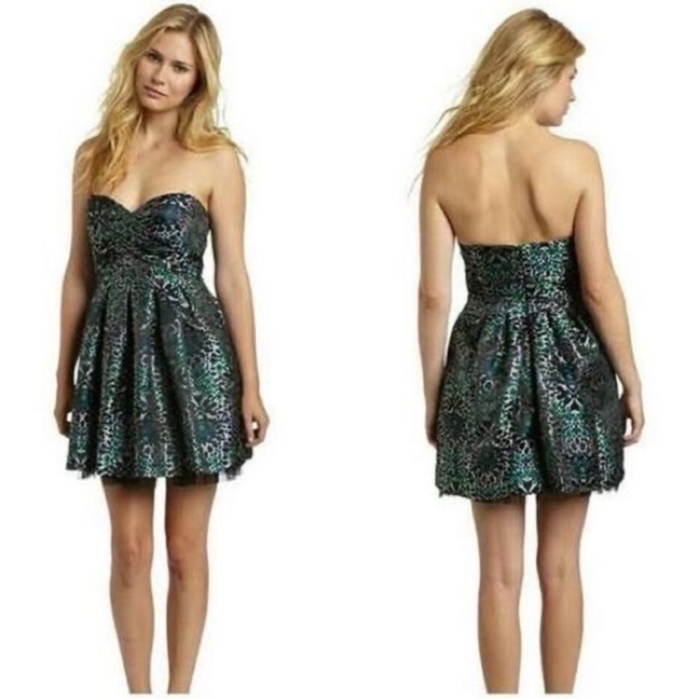 BCBGMaxAzria Strapless Cocktail Mini Dress Women's 6 Tide Combo - Picture 2 of 14